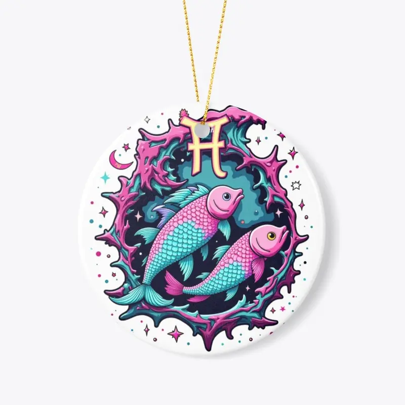 Pisces Zodiac Design - Cosmic Twin Fish